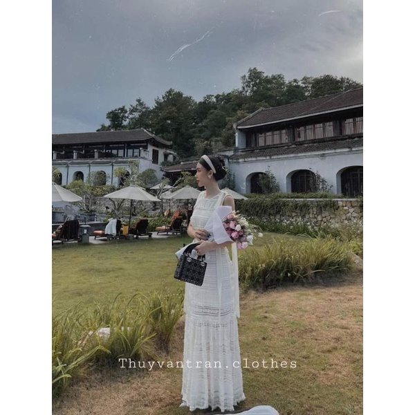 🌸🌸Váy xòe ren dáng dài nơ vải sang chảnh❤❤