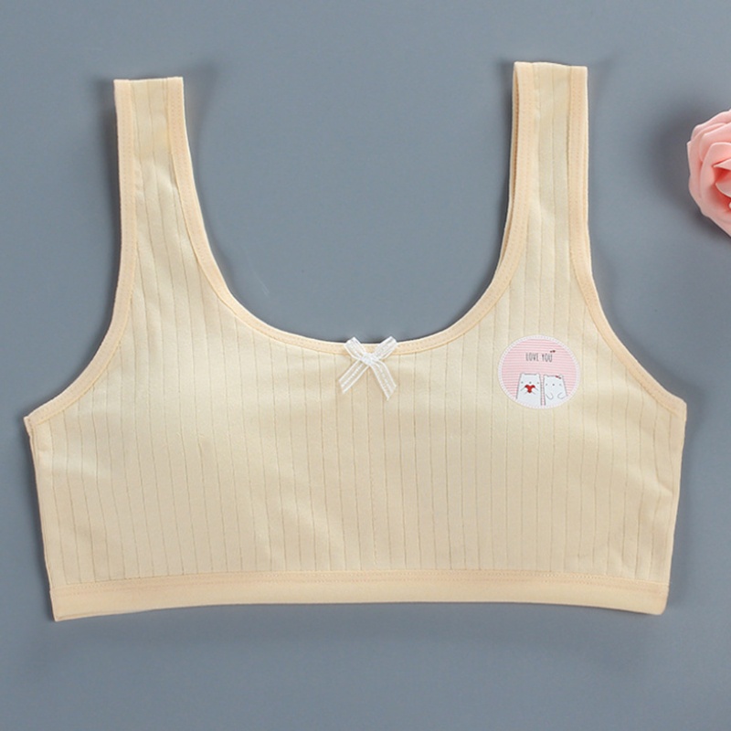 Áo lót vải cotton Không Gọng In Họa Tiết Gấu Hoạt Hình Xinh Xắn Dành Cho Nữ
