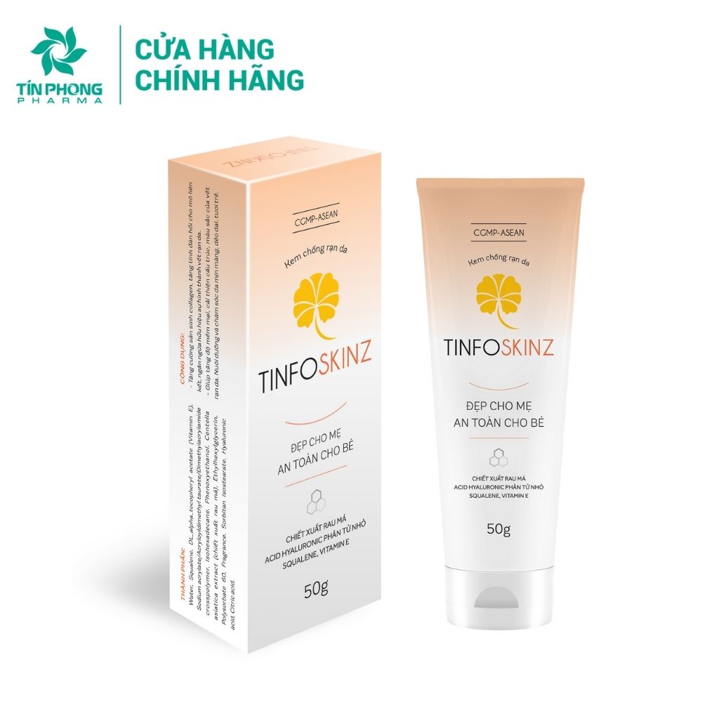 Kem Giảm Rạn Da Tinfoskinz Thành Phần Tự Nhiên Tăng Cường Sản Sinh Collagen Đẹp Cho Mẹ, An Toàn Cho Bé Tuýp 50g TMP010