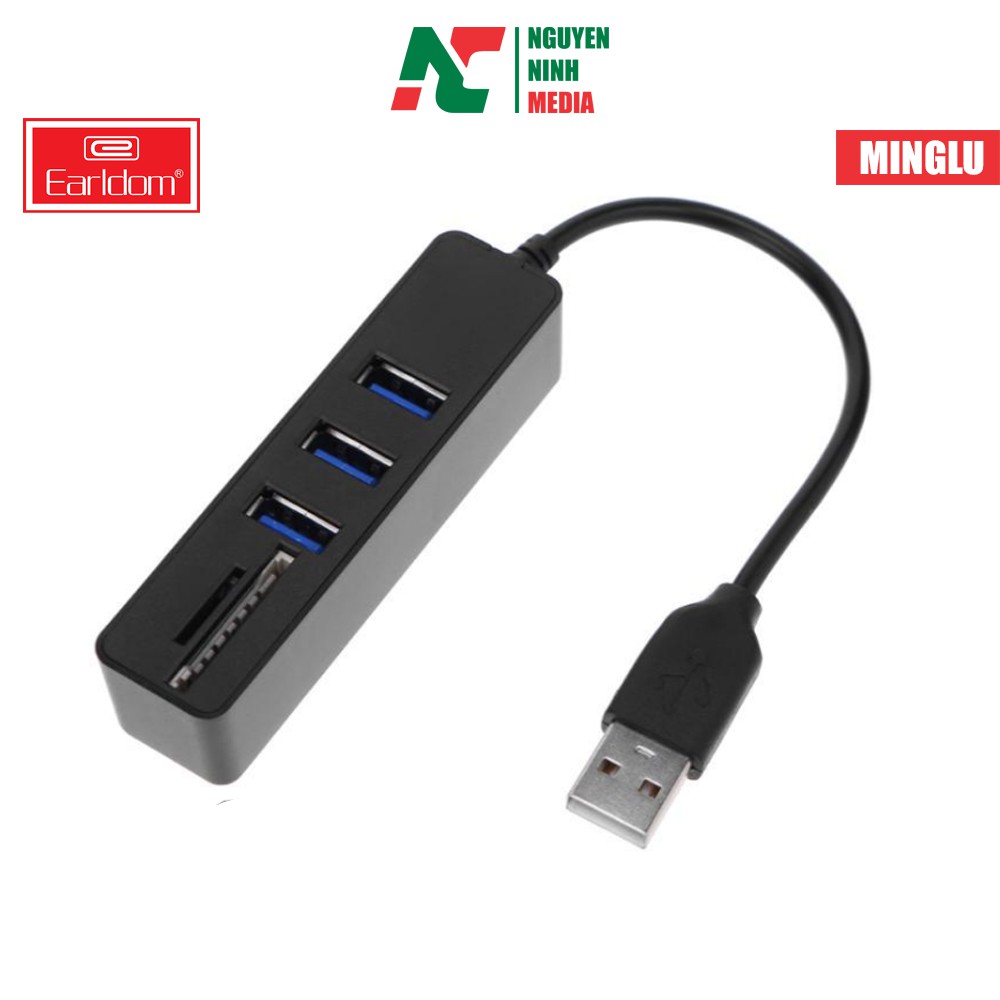 Hub USB 3 Cổng Kèm 2 Khe Đọc Thẻ Nhớ Micro và SD