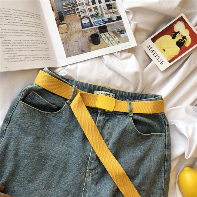 Thắt Lưng Vải Canvas Màu Sắc Thời Trang Phong Cách Hàn Quốc Cho Nữ