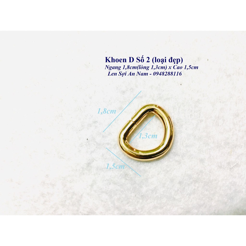 Khoen D Số 2 - Ngang 1,8cm x Cao 1,5cm (loại dày đẹp) - Phụ kiện túi ví - Phụ kiện thủ công handmade