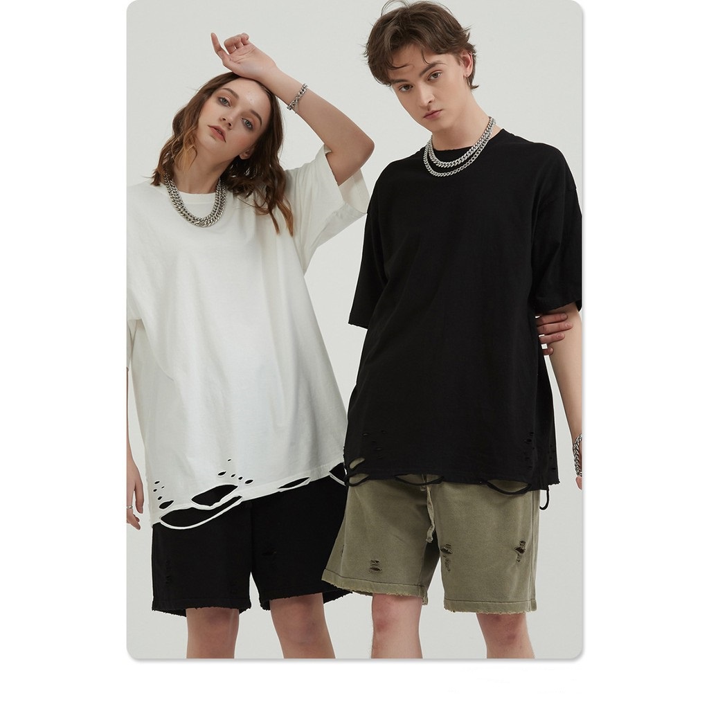 Áo thun rách tà nam tay lỡ form rộng phông Unisex đẹp size lớn Oversize trơn Basic nhiều màu RevoltClothes T8825