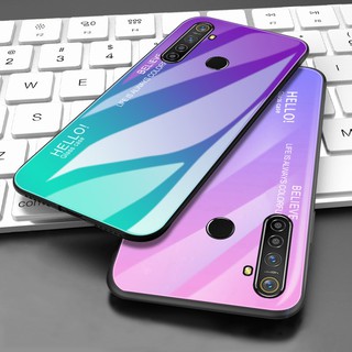 Ốp điện thoại kính cường lực chống sốc màu gradient cho Realme 5/Realme 5 Pro