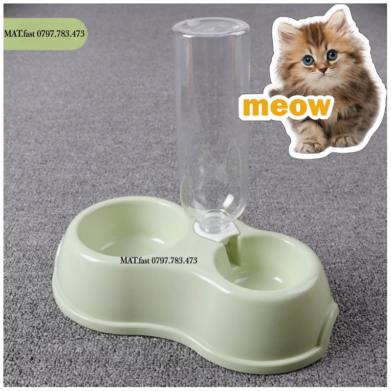 Bát ăn kèm bình nước tự động cho chó mèo