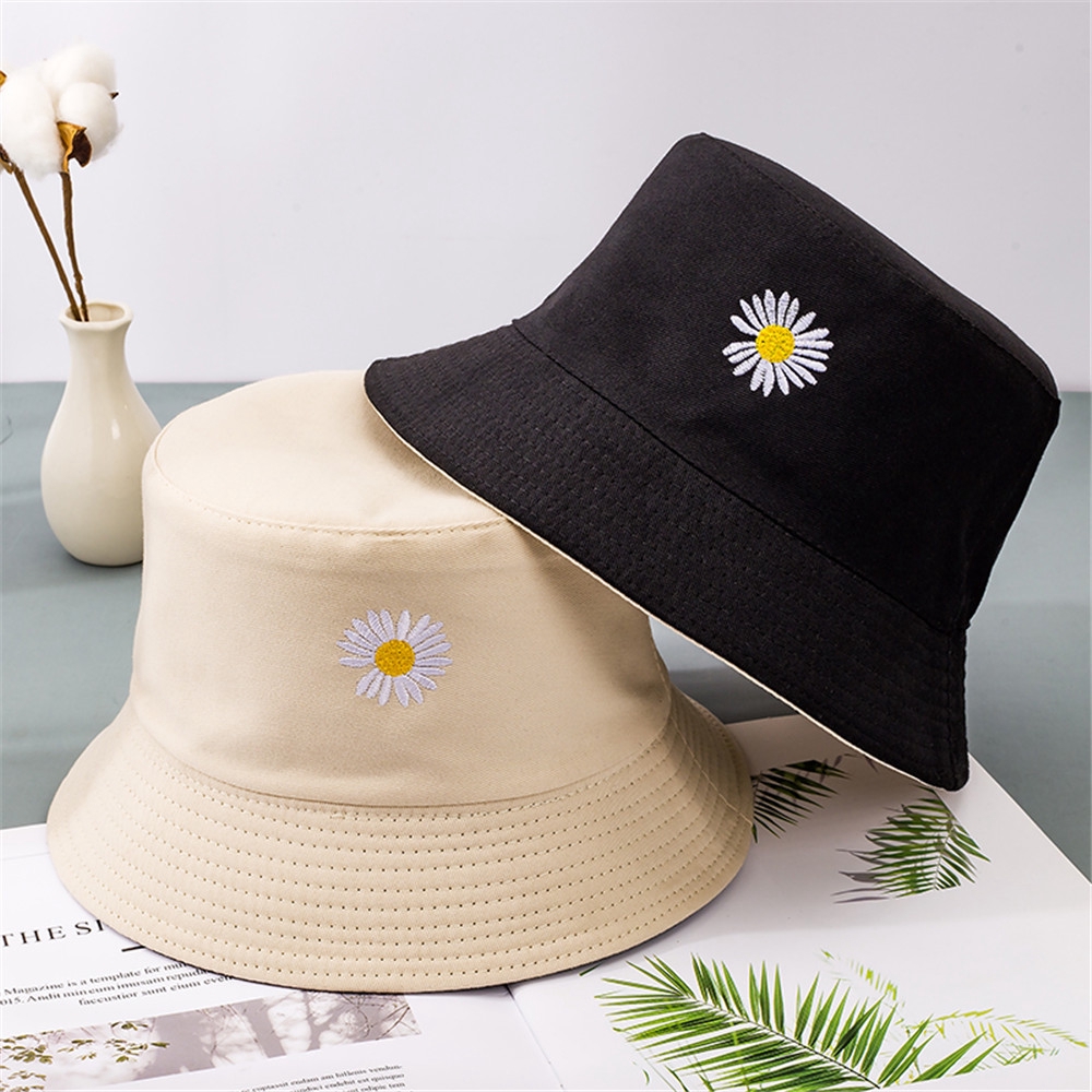 Nón Vành Thêu Hoa Cúc Thời Trang Mùa Hè Năng Động Dành Cho Nữ