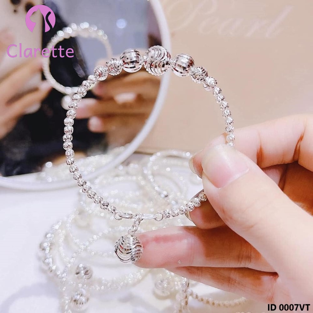 Vòng tay bạc bi mix bi xoắn Clarette 0007VT