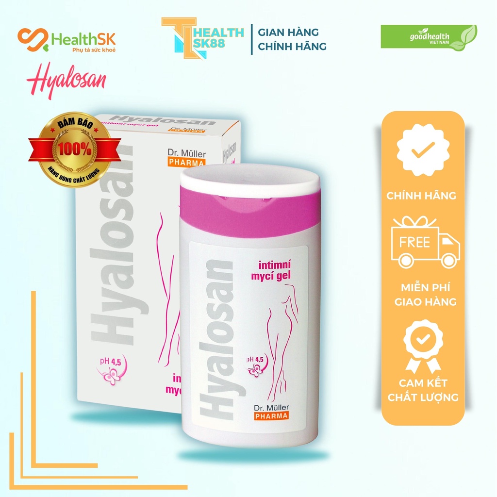 Hyalosan wash gel - Hỗ trợ ngừa viêm nấm ngứa,dưỡng ẩm, trẻ hóa vùng kín lọ 200ml