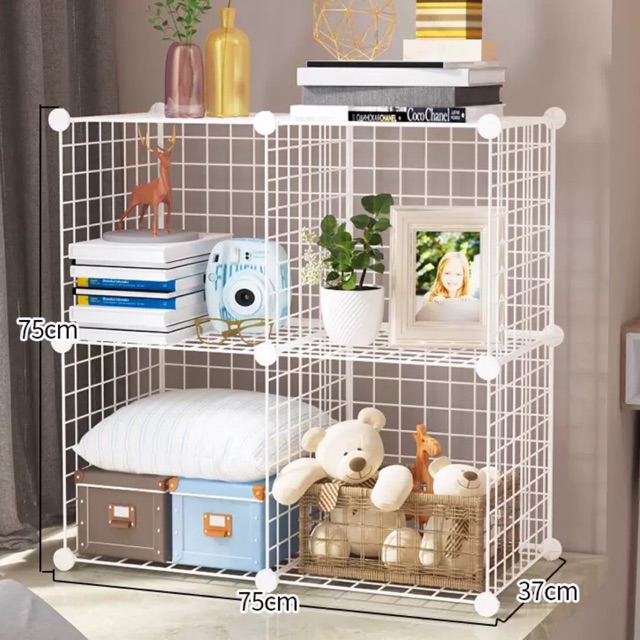 KỆ GHÉP LƯỚI SẮT TRANG TRÍ 4 Ô SIZE 37cm.