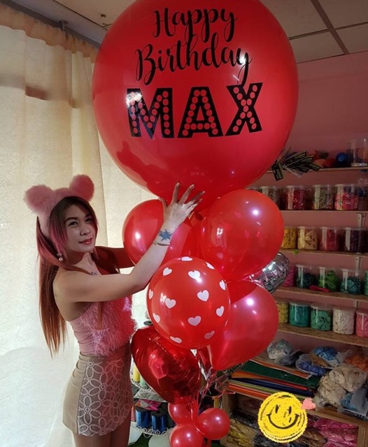 Combo bóng jumbo màu trơn in chữ kèm đầy đủ nguyên liệu tự làm