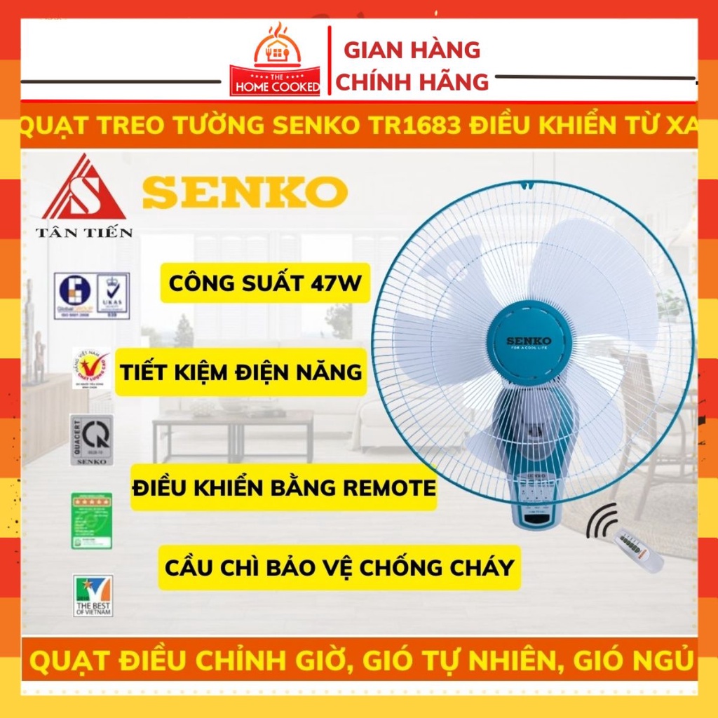 Quạt treo tường Senko, quạt treo tường có điều khiển senko 1628
