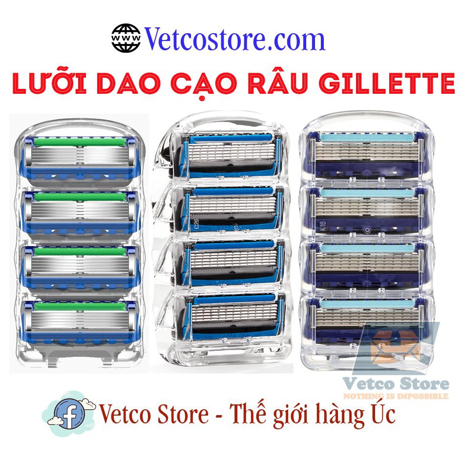 Set 8 Lưỡi Dao Cạo Râu Gillette Úc