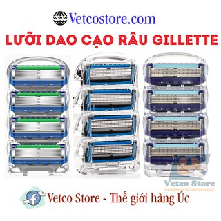 Set 8 Lưỡi Dao Cạo Râu Gillette Úc