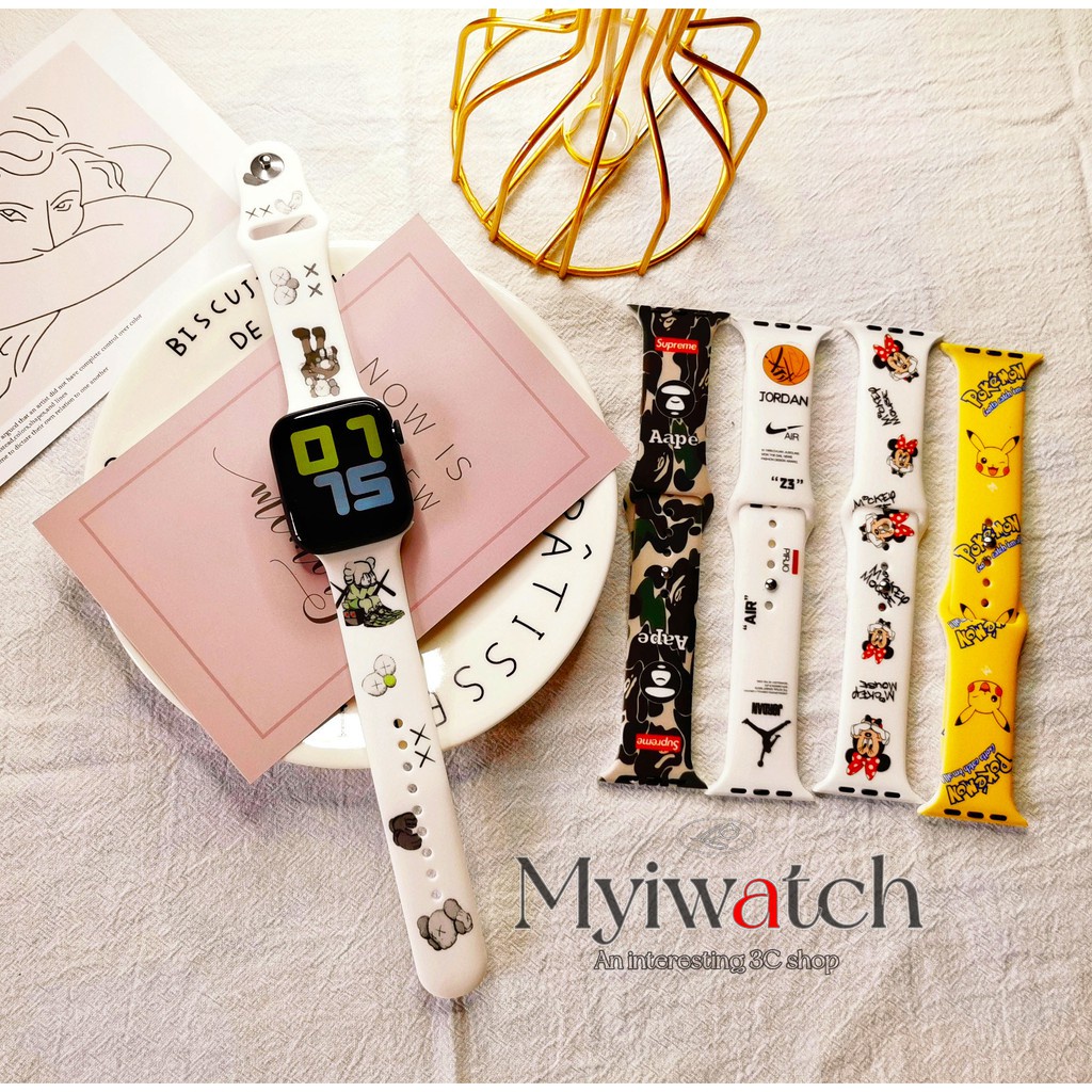 Dễ Thương Dây Đeo Silicon Mềm In Họa Tiết Hoạt Hình Đáng Yêu Cho Đồng Hồ Thông Minh Apple Watch Series 6 5 4 Se 3 2 38mm 40mm 42mm 44mm