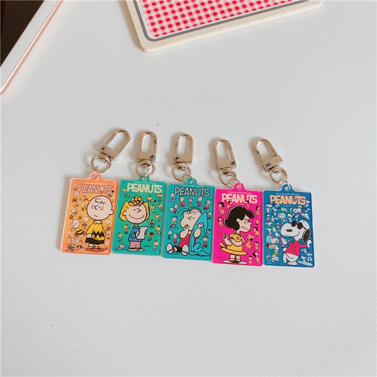Móc Chìa Khóa Bằng Acrylic Hình Snoopy Charlie Lucy Kiểu Hàn Quốc Dễ Thương