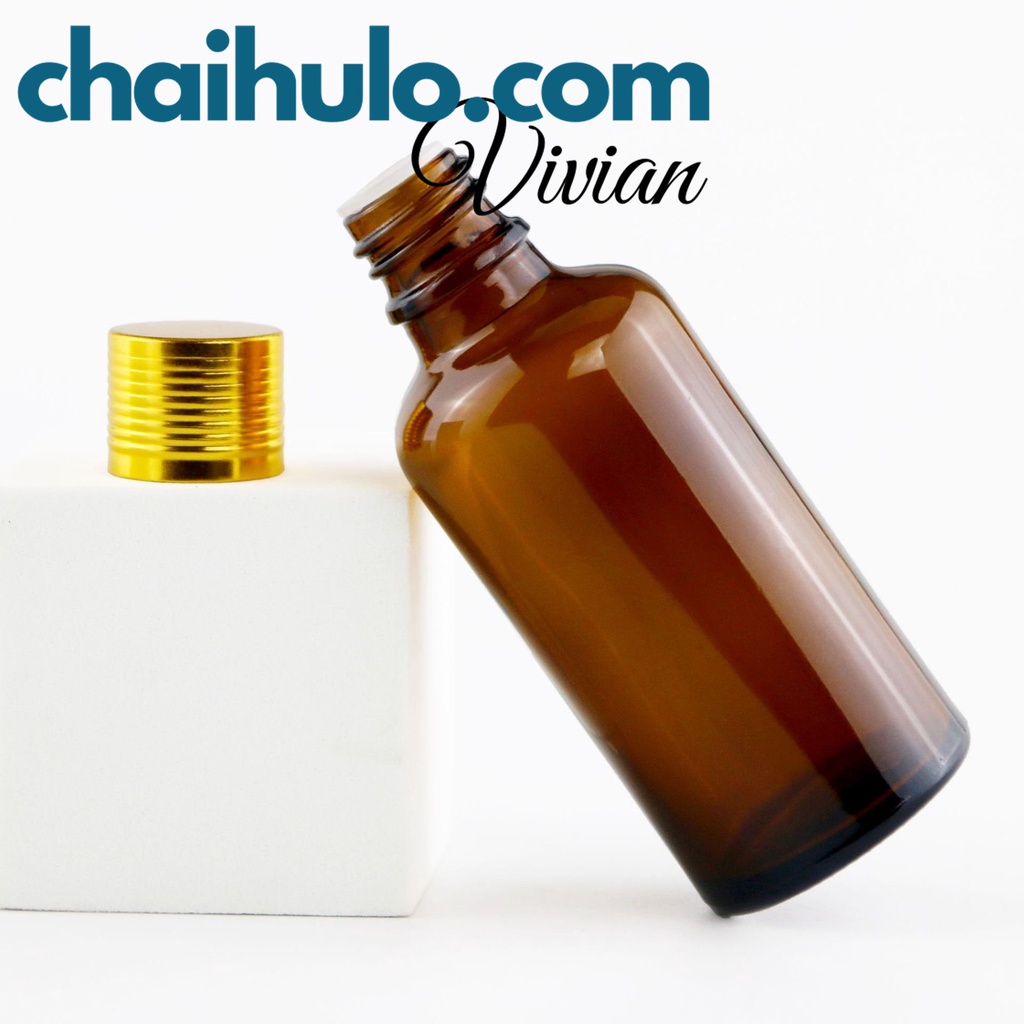 Chai lọ thủy tinh đựng tinh dầu, serum, dầu dừa thân nâu nắp vặn vàng nhỏ giọt