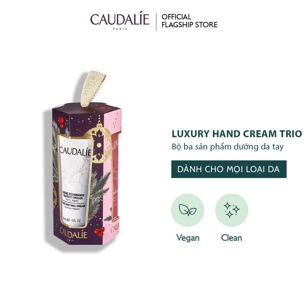 [Mã COSCAUDAT3 -8% đơn 250K] Bộ Ba sản phẩm dưỡng da tay Caudalie Luxury Hand Cream Trio 90ml