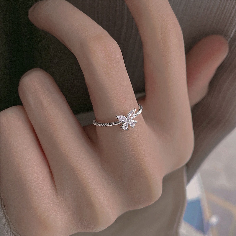 Nhẫn bạc nữ bạc thật 925 DaLiA Jewelry nhẫn bướm bạc cánh hoa hồ điệp tinh tế