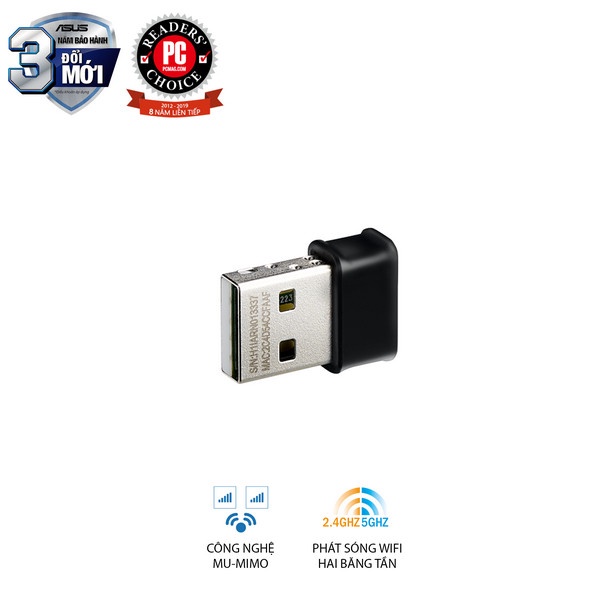 USB THU SÓNG WIFI ASUS USB-AC53 Nano Hai băng tần chuẩn AC1200Mbps usb AC53 chính hãng ASUS VN