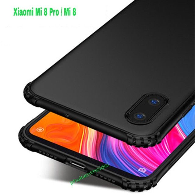 Ốp lưng Xiaomi Mi 8 Pro / Mi 8 dùng chung  dẻo TPU chống sốc thế hệ mới bảo vệ 4 góc ôm máy ( Đen )