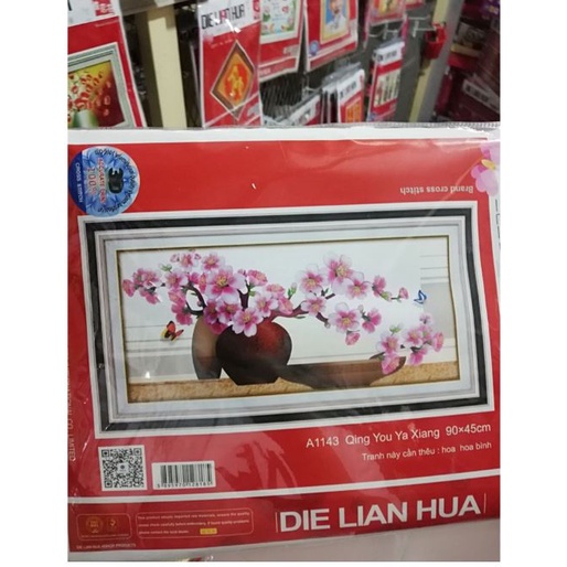 Tranh thêu chữ thập bình hoa A1143