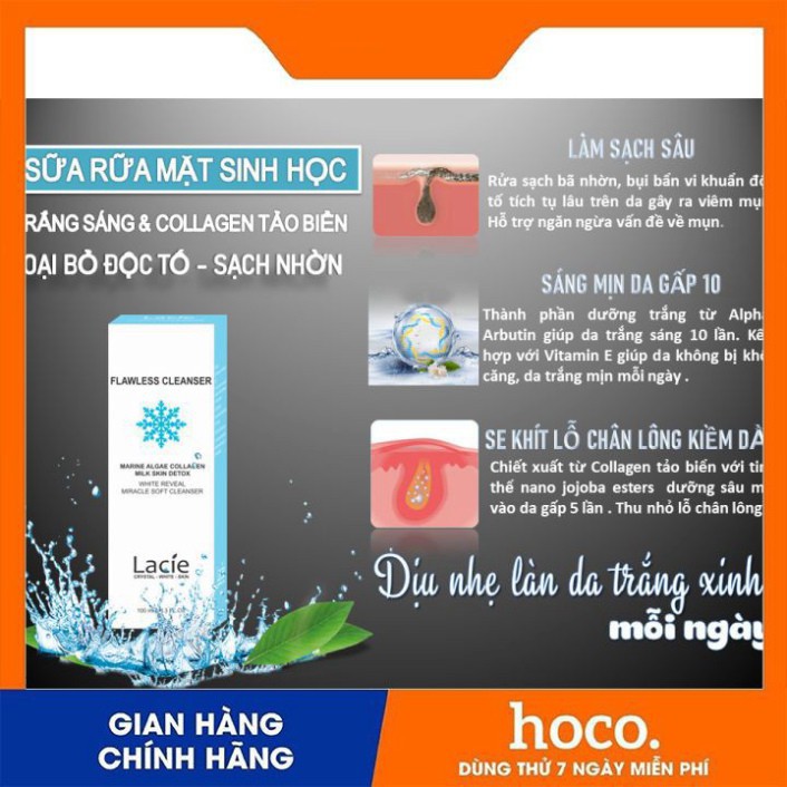 Sữa Rửa Mặt Sinh Học Collagen Tảo Biển- Lacie FLAWLESS CLEANSER 100ml | BigBuy360 - bigbuy360.vn