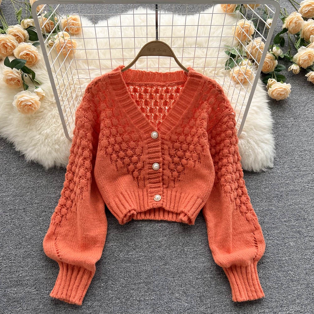 Áo Khoác Cardigan Dệt Kim Cổ Chữ V Thời Trang Thu Đông Hàn Quốc 2023 Cho Nữ