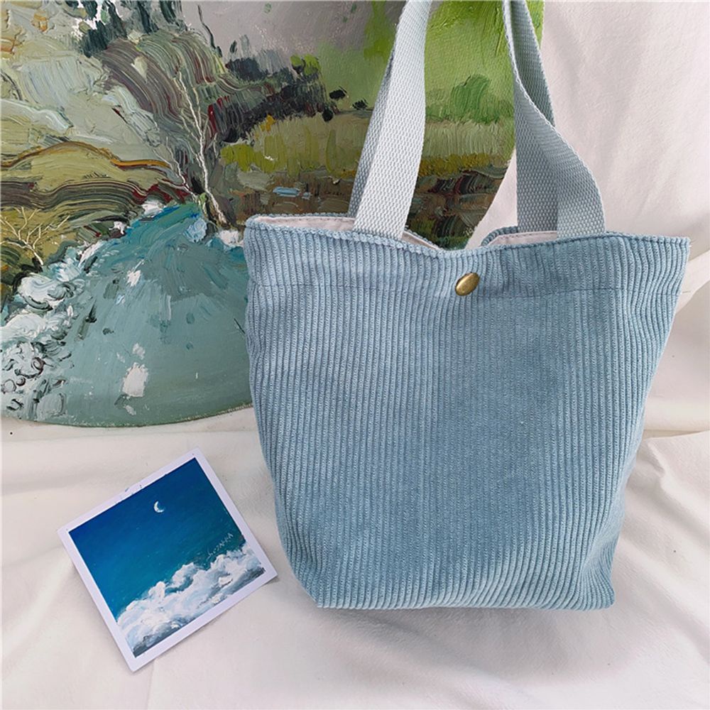 Túi đựng hộp cơm trưa mini bằng vải nhung kẻ nhiều màu thời trang MIHAN1