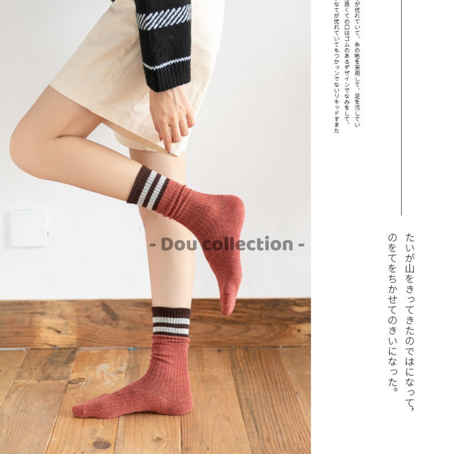 [Nowship2h] Vớ Tất Nữ Cổ Cao Cotton Trơn Cổ Sọc Thời Trang Thu Đông Phong Cách Nhật Bản Dễ Thương Nhiều Màu - Mã TV029
