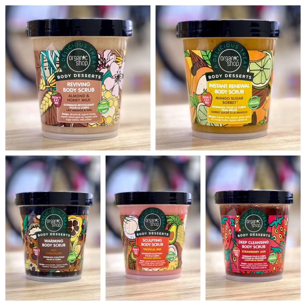 ĐỦ MÀU - Tẩy Da Chết Body Desserts Organic Shop 450GR - TẨY TẾ BÀO CHẾT UK