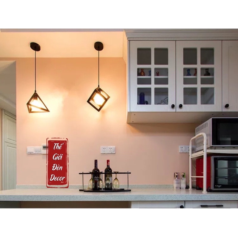 Đèn thả: Đèn thả sắt hình khối hình học T054 kèm bóng bulb