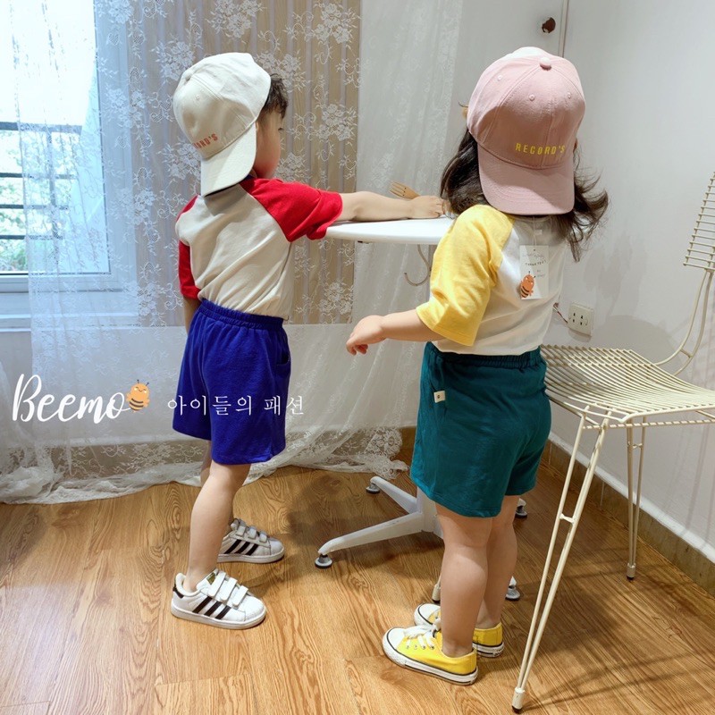 Bộ cộc tay phối màu Beemo xuất Hàn cho bé trai/bé gái