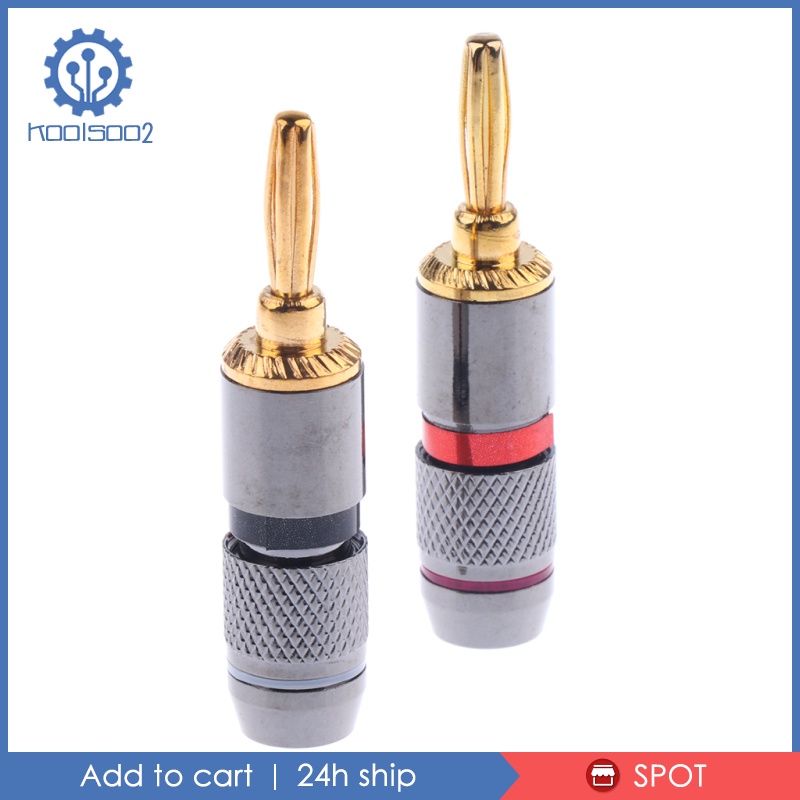 [KOOLSOO2]1pair Speaker Banana Plug Gold Dual Screw Plated Audio   Connector