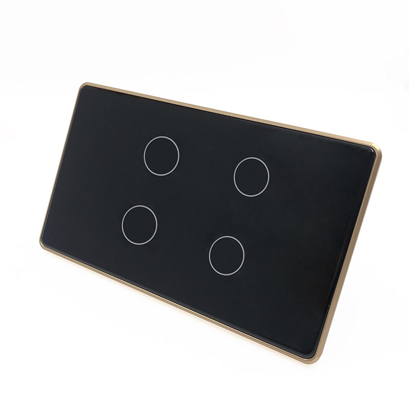 Công Tắc Thông Minh Wifi TUYA Viền Nhôm Vàng