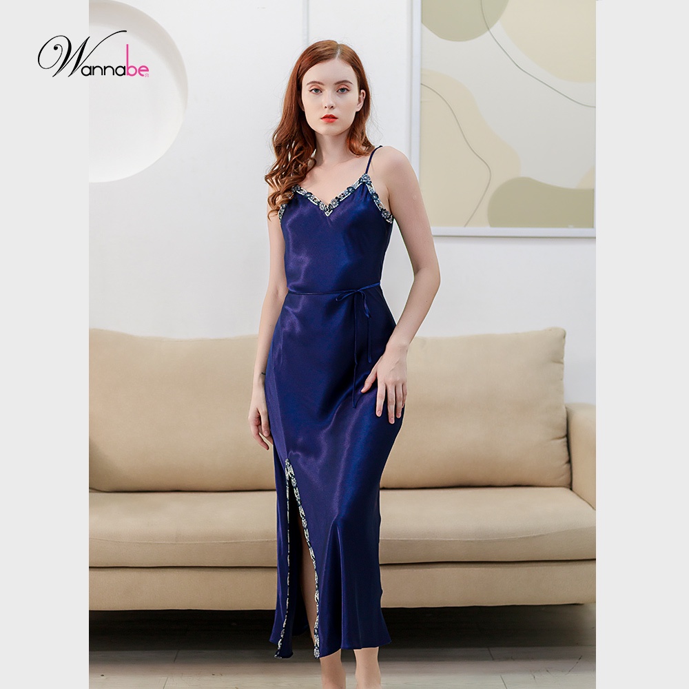Đầm ngủ phi lụa cao cấp Wannabe DNS58 dáng dài sang trọng quý phái nữ tính