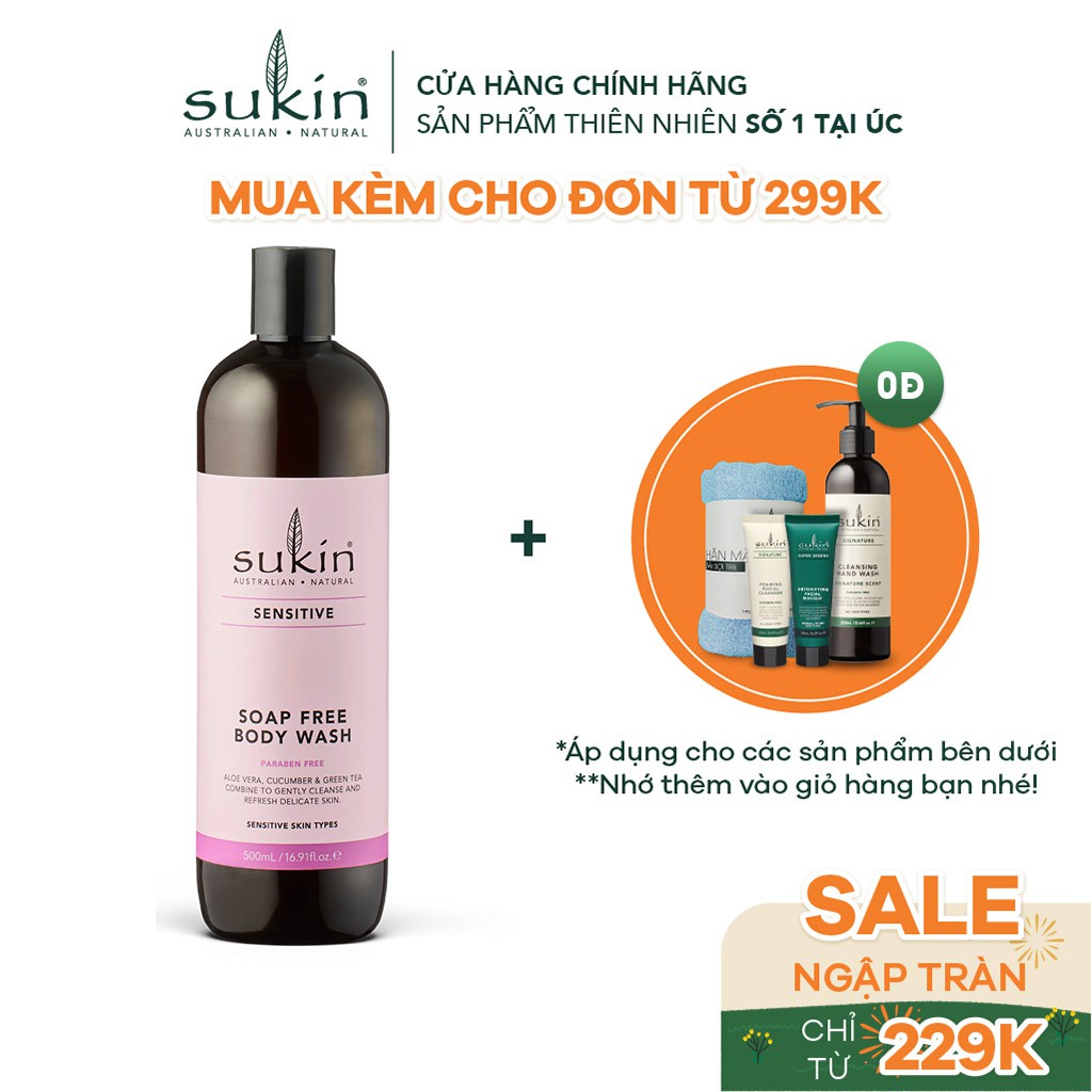 Sữa Tắm Không Xà Phòng Cho Da Nhạy Cảm Sukin Sensitive Soap Free Body Wash 500ml | BigBuy360 - bigbuy360.vn
