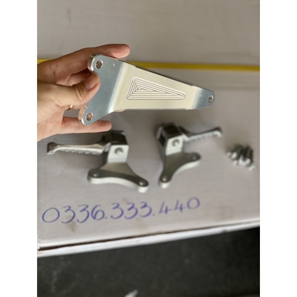 Gác chân malay + pát treo pô cnc lắp cho Ex 150, Ex 155, Winner  - Minh Kiệt Racing