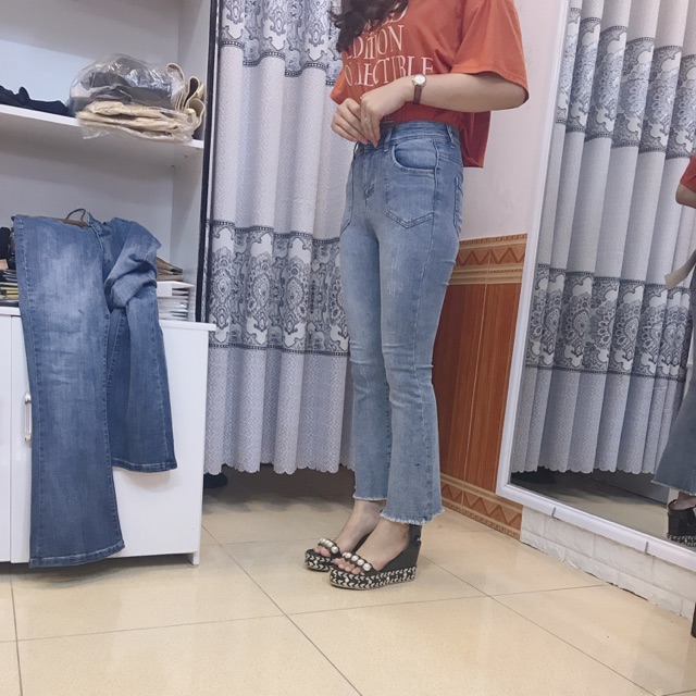 Quần bò cạp cao ống loe