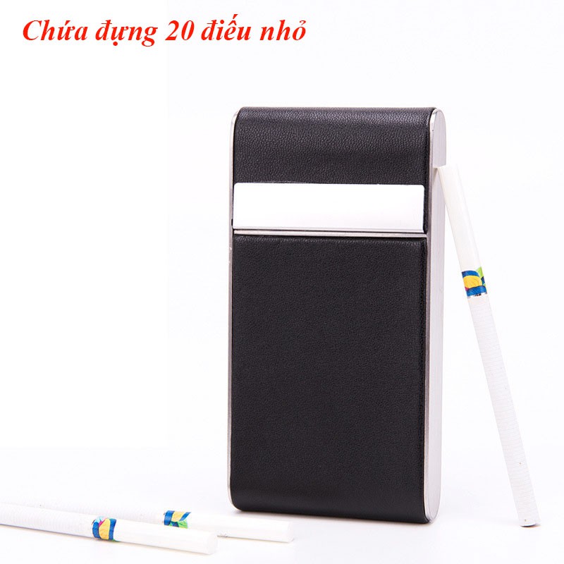 Hộp đựng thuốc vỏ nhôm ốp da đựng 20 điếu thuốc nhỏ sang trọng, tiện ích HDT51Y6