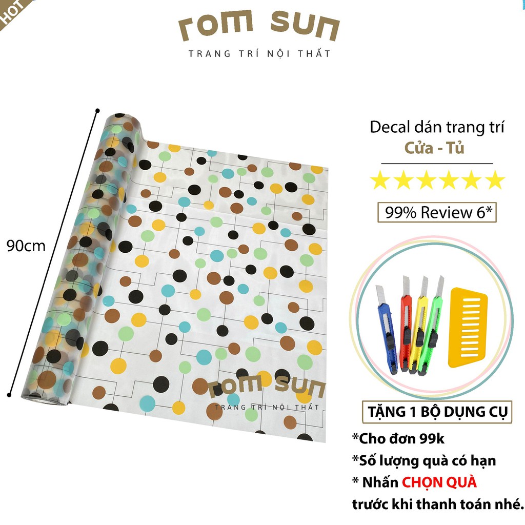 Khổ 90cm | Decal dán kính mờ chống nắng, giấy dán cửa kính phòng ngủ,cửa sổ,văn phòng chấm bi