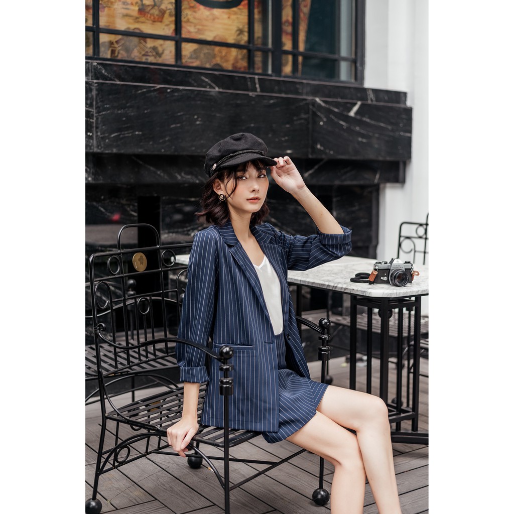 [HÀNG CÓ SẴN]Set vest nữ thiết kế Mosohali STRIP BLUE trẻ trung năng động (Áo vest + Chân váy) | BigBuy360 - bigbuy360.vn