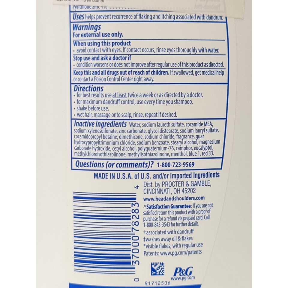Dầu Gội Xả 2 Trong 1 Giảm Gàu Ngứa Cho Nam Head &amp; Shoulders Men Series Pure Sport Old Spice 650ml Mỹ