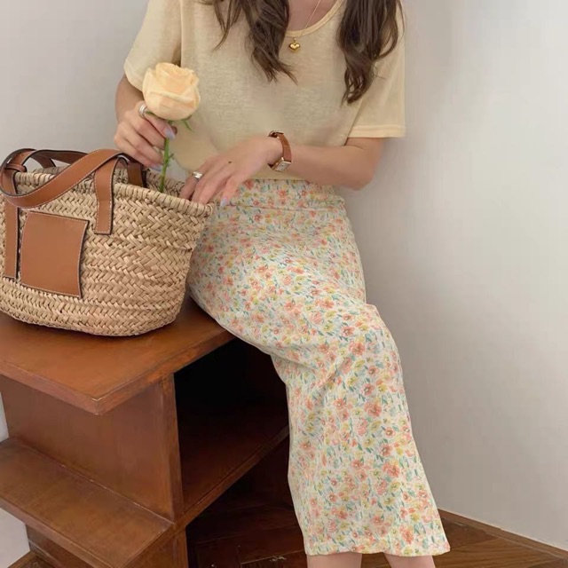 Chân váy hoa nhí vintage dáng suông A Ulzzang style🌸 Cv6655 Hàng Quảng Châu