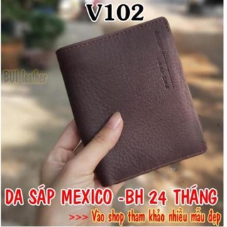 Bóp nam da bò sáp Mexico cao cấp V102 cao cấp-Da thật-BH 24tháng