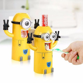 Bộ dụng cụ giữ bàn chải đánh răng và lấy kem đánh răng tự động hoạ tiết Minion