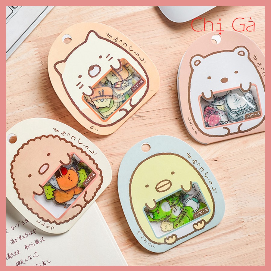 Bộ 50 Sticker hình thú cưng dùng dán trang trí sổ tay, nhật ký, mũ bảo hiểm cực kỳ dễ thương