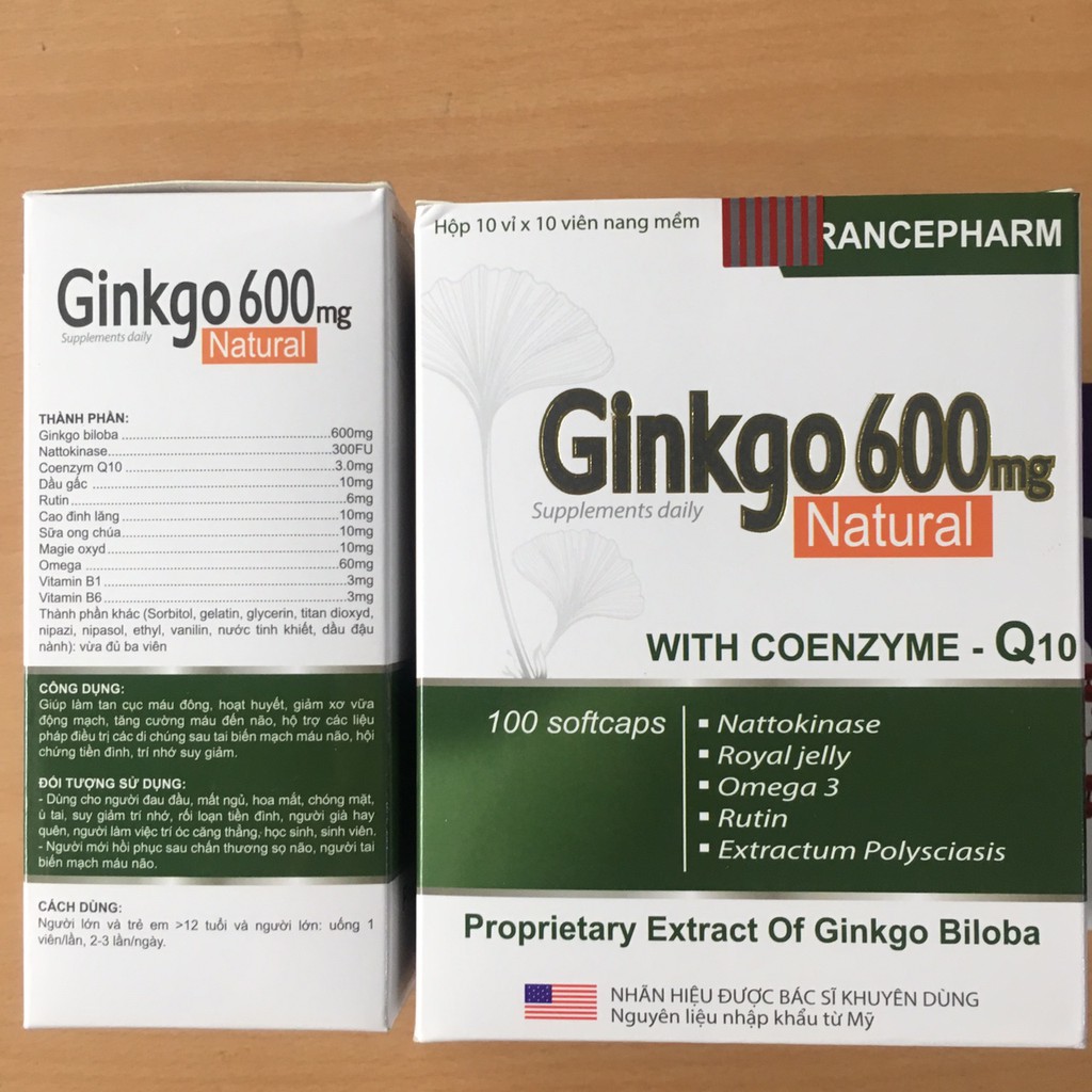 GINKGO 600 giảm các triệu chứng đau đầu hoa mắt chóng mặt chóng mặt ,rối loạn tiền đình