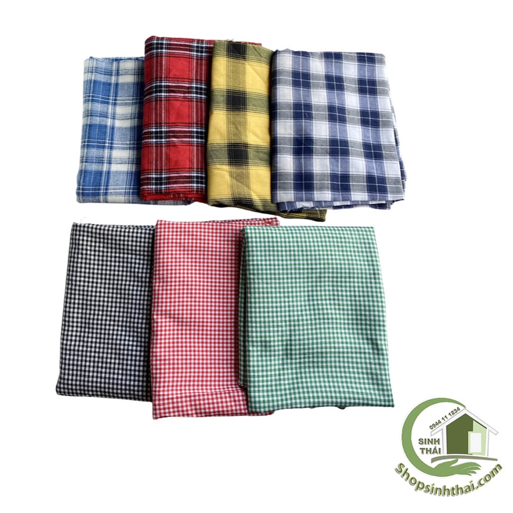 Vải kẻ sọc caro màu xanh, đỏ, vàng, hồng  Vải cotton cao cấp - Chọn màu