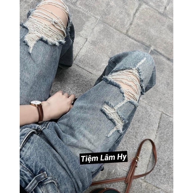 Quần ống xuông rách siêu hot chất đẹp
