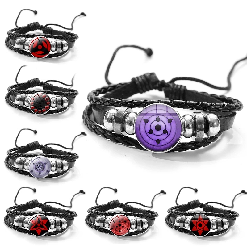 Vòng Tay Da Họa Tiết Anime Naruto Akatsuki Sharingan Uchiha Itachi Kakashi